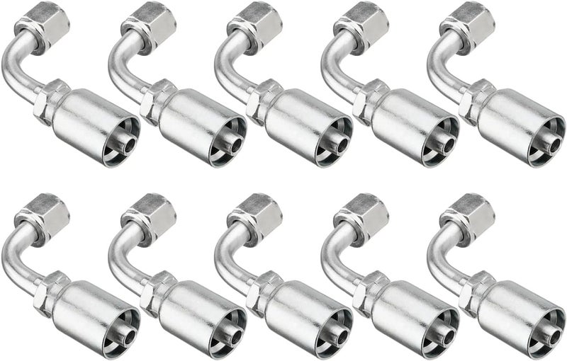 Venussar 10 PCS 90° Hydraulic Hose Fittings, for 3/8" Hose x 3/8" JIC 37° Female 90° Hydraulic Hose End Elbow Crimp Fitting - Image 1